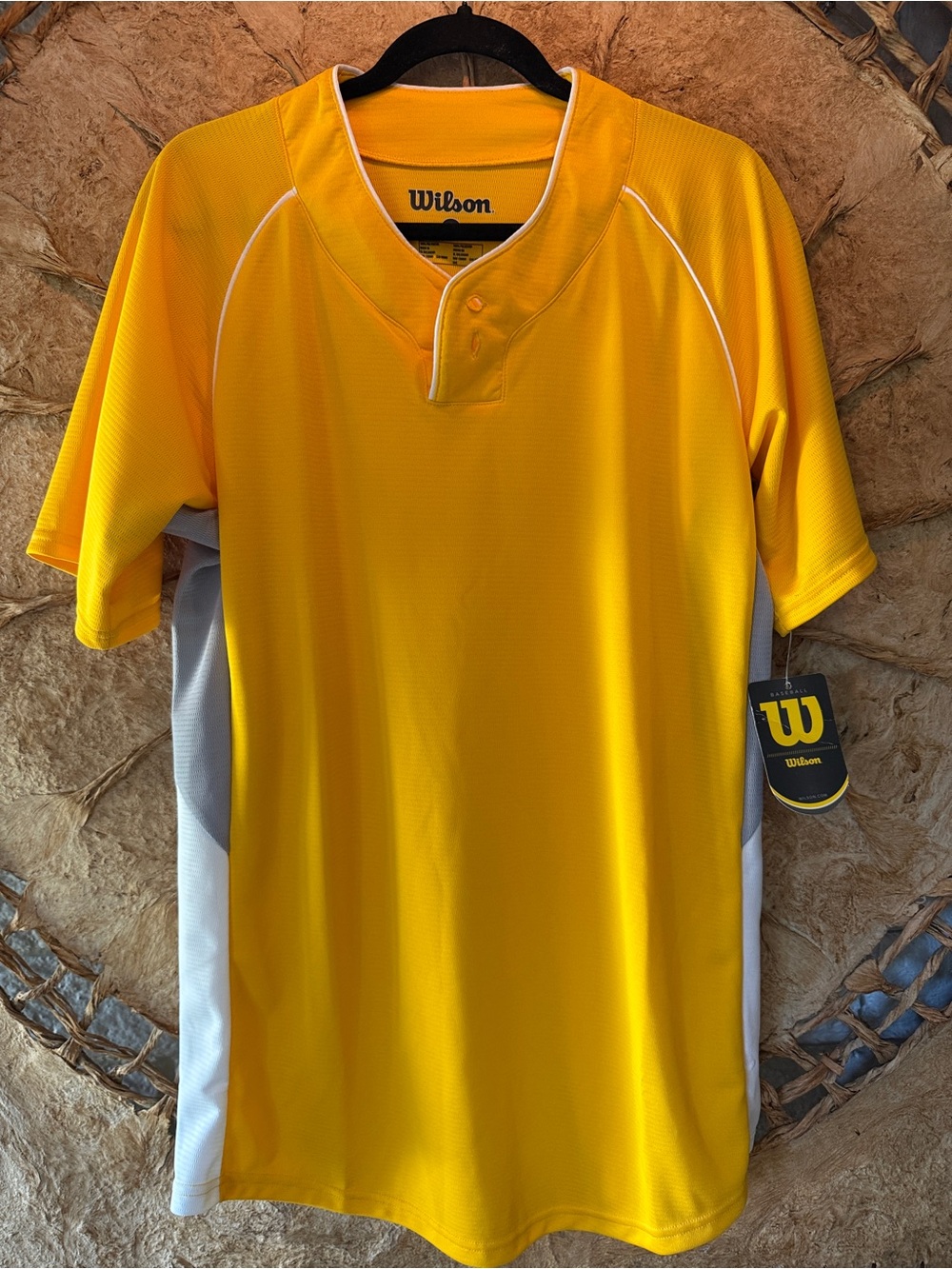 Wilson 2-Button Baseball Jersey Yellow White NWT Size S